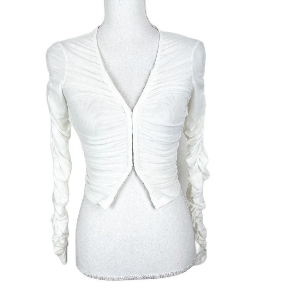 Edikted Top Women XS White Hook Front Long Sleeve Sheer
Casual Trendy